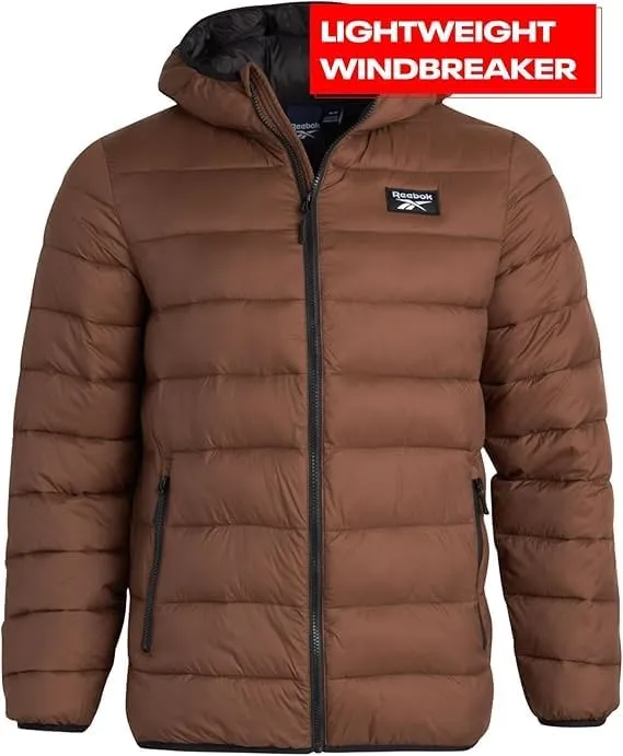 Reebok Mens Jacket - Lightweight Hooded Quilted Puffer Coat - Warm Insulated Winter Jacket for Men (S-4X)
