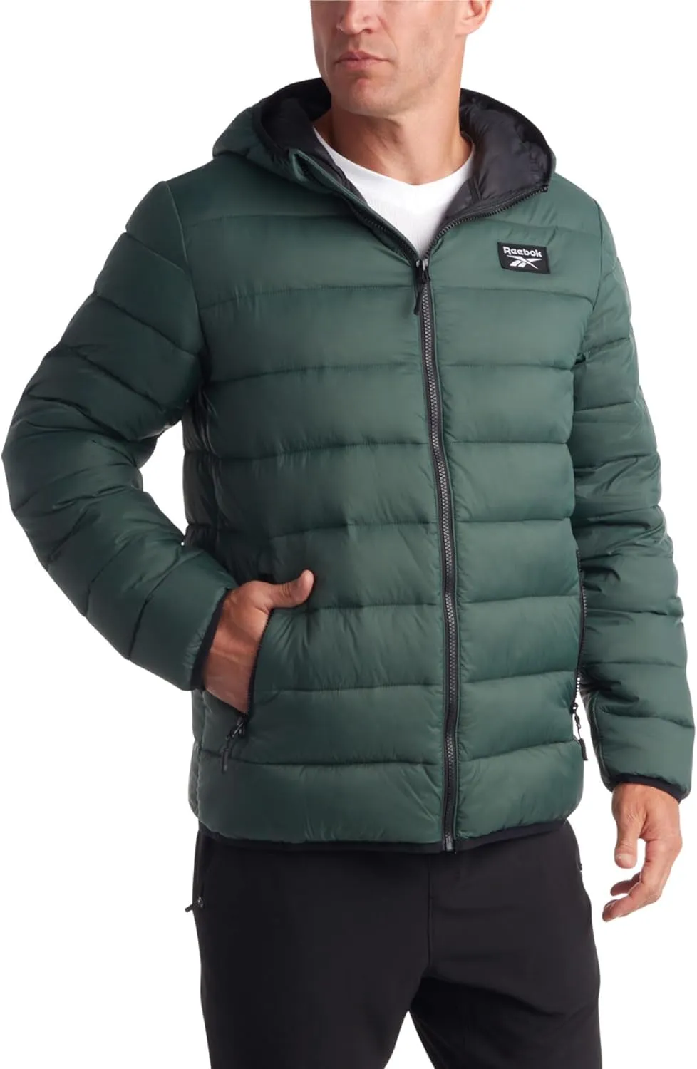 Reebok Mens Jacket - Lightweight Hooded Quilted Puffer Coat - Warm Insulated Winter Jacket for Men (S-4X)