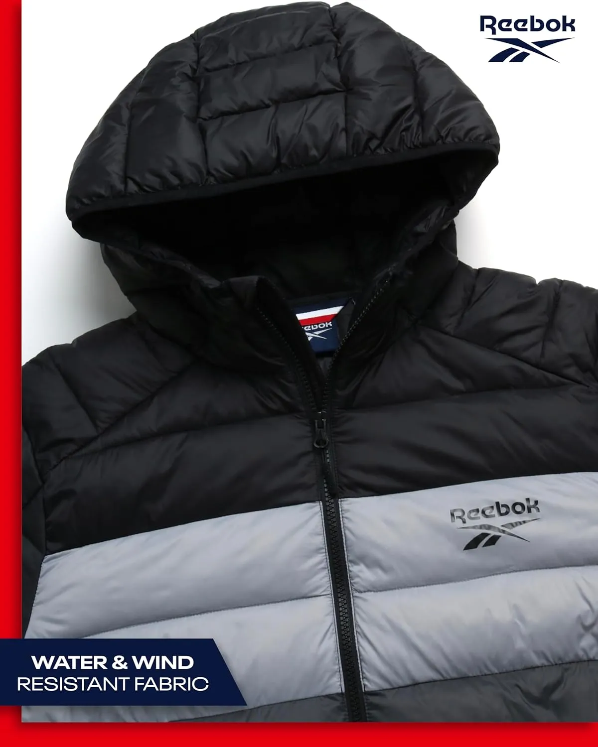 Reebok Men's Jacket – Lightweight Hooded Quilted Puffer Coat – Warm Insulated Winter Jacket for Men (S-4X)