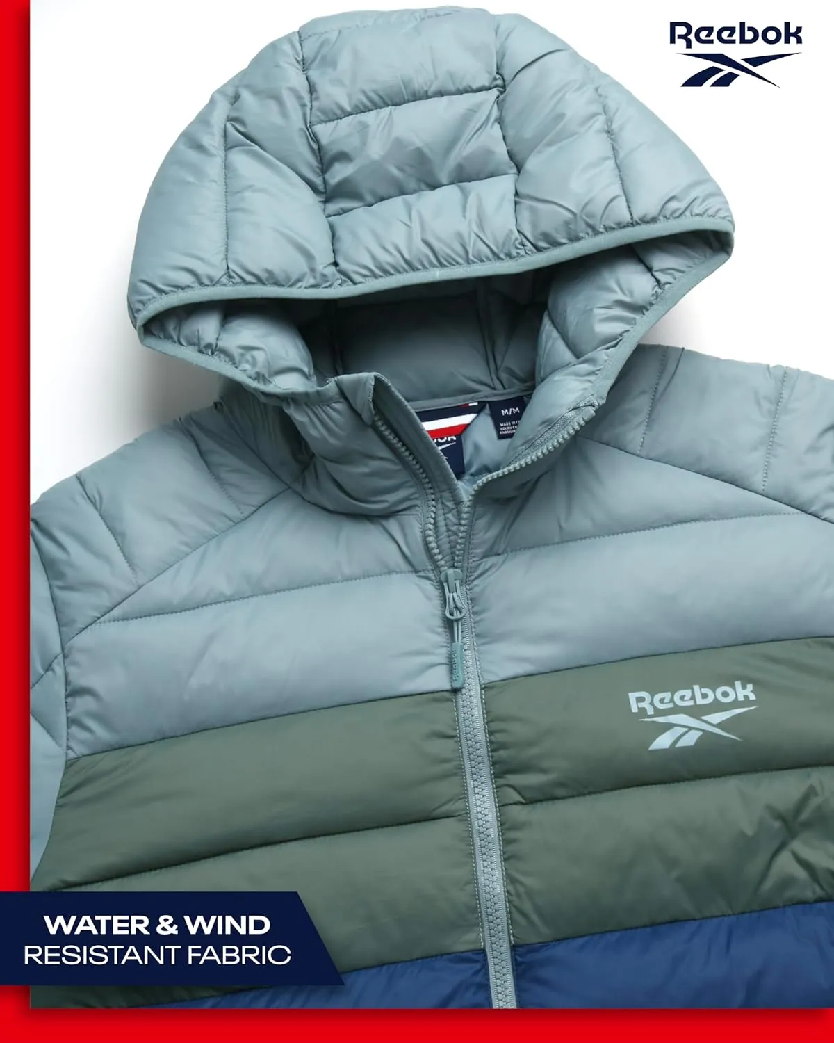 Reebok Men's Jacket – Lightweight Hooded Quilted Puffer Coat – Warm Insulated Winter Jacket for Men (S-4X)