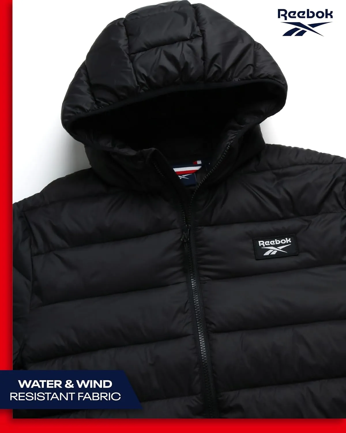 Reebok Mens Jacket - Lightweight Hooded Quilted Puffer Coat - Warm Insulated Winter Jacket for Men (S-4X)