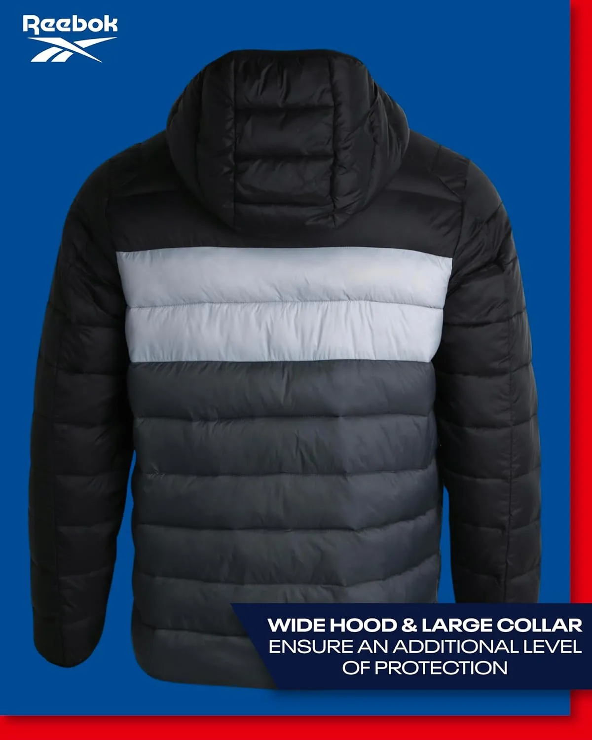 Reebok Men's Jacket – Lightweight Hooded Quilted Puffer Coat – Warm Insulated Winter Jacket for Men (S-4X)