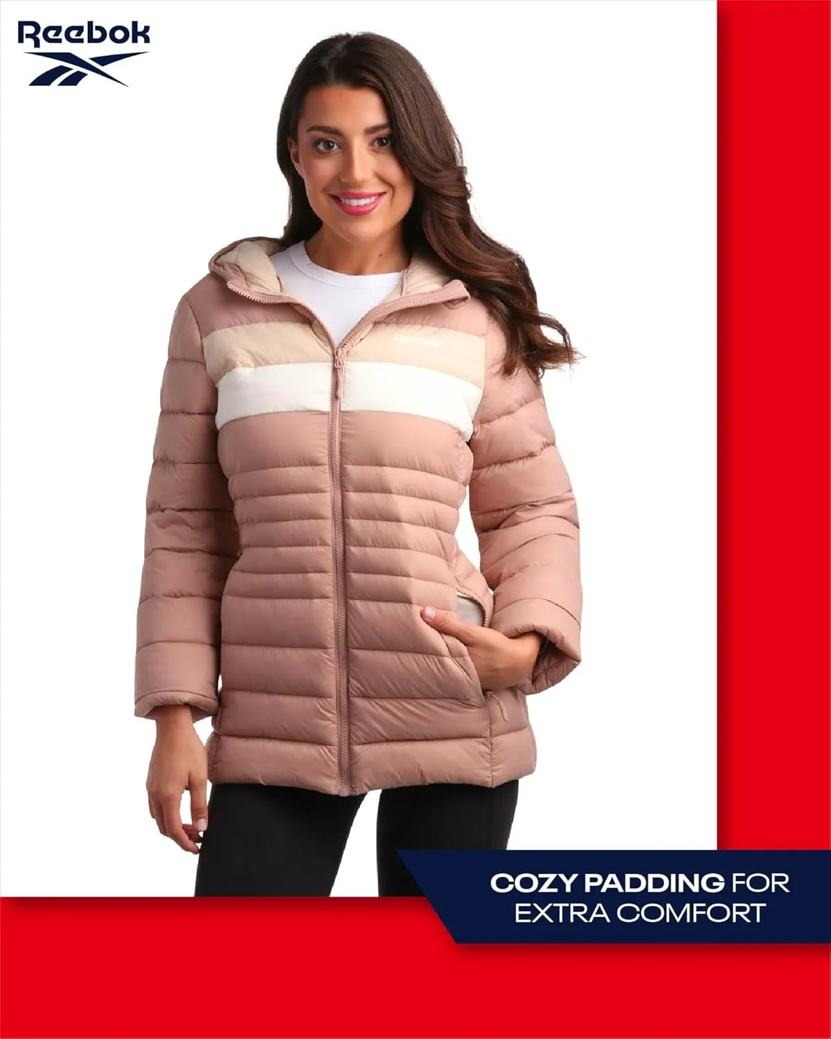 Reebok Women Jacket - Packable Quilted Puffer Coat – Casual Jacket for Women (S-XL)