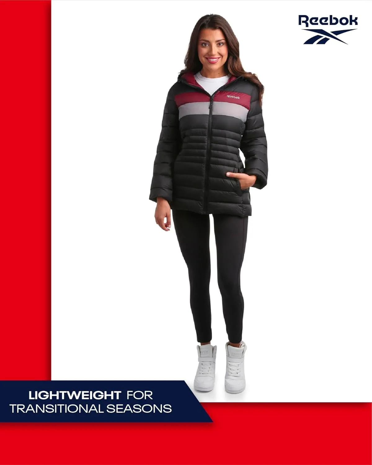 Reebok Women Jacket - Packable Quilted Puffer Coat – Casual Jacket for Women (S-XL)