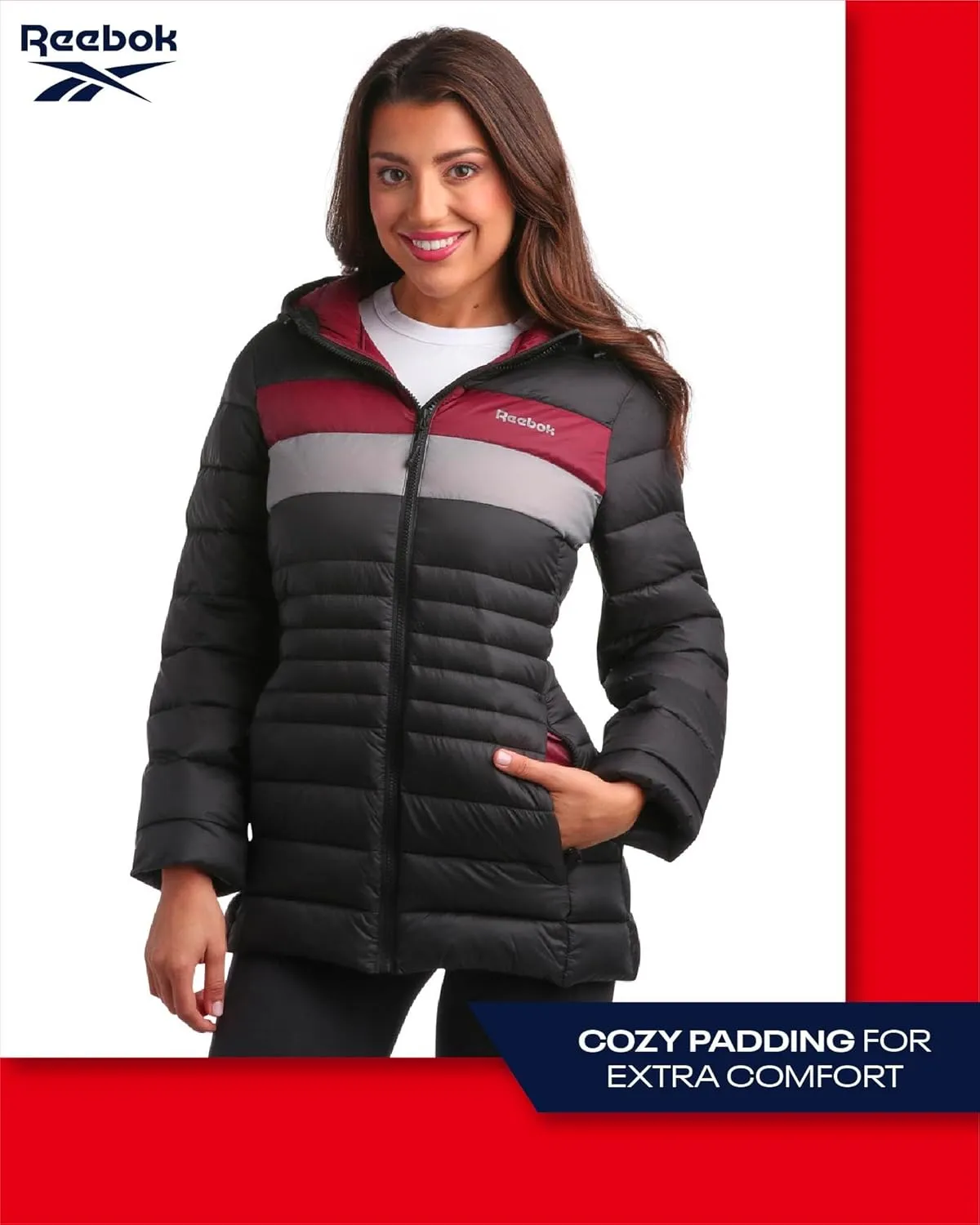 Reebok Women Jacket - Packable Quilted Puffer Coat – Casual Jacket for Women (S-XL)