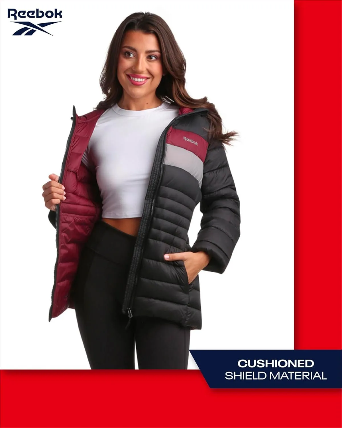 Reebok Women Jacket - Packable Quilted Puffer Coat – Casual Jacket for Women (S-XL)