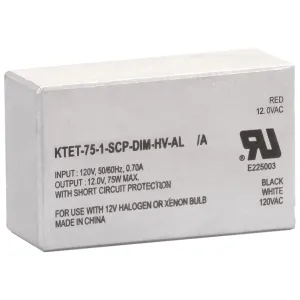 Replacement for Keystone KTET-75-1-SCP-DIM-HV-AL Dimmable Electronic Transformer – 75W High-Performance 120V Input, 12V Output - Compact Aluminium Case, Ideal for Track & Recessed Lighting