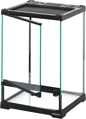 REPTIZOO Glass Terrarium Tank 8"x8"x12", Front Opening Door Full View Visually Appealing Mini Reptile or Amphibians Habitat