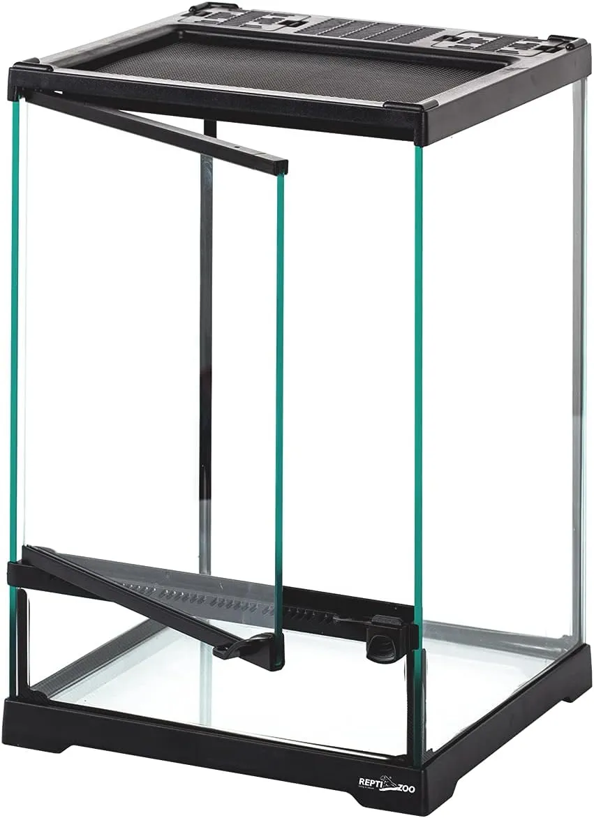 REPTIZOO Glass Terrarium Tank 8"x8"x12", Front Opening Door Full View Visually Appealing Mini Reptile or Amphibians Habitat
