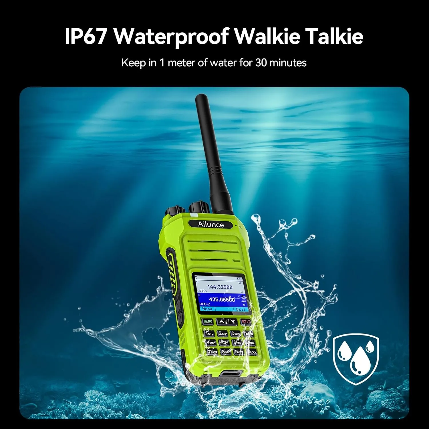 Retevis Ailunce HA1G GMRS Radio, Long Range Walkie Talkies, IP67 Waterproof Two Way Radio, USB-C Charging, NOAA Weather Alerts, GMRS Handheld Radio for Emergency, Kayaking, Water Sports(Green,1 Pack)
