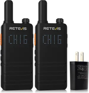Retevis B3H Portable FRS Two-Way Radios,New Version of RT22(3.0),Rechargeable Walkie Talkies for Adults,Channel Display,Fashion Ultra-Thin, Handsfree 2 Way Radios for Camping Hiking Hunting(2 Pack)