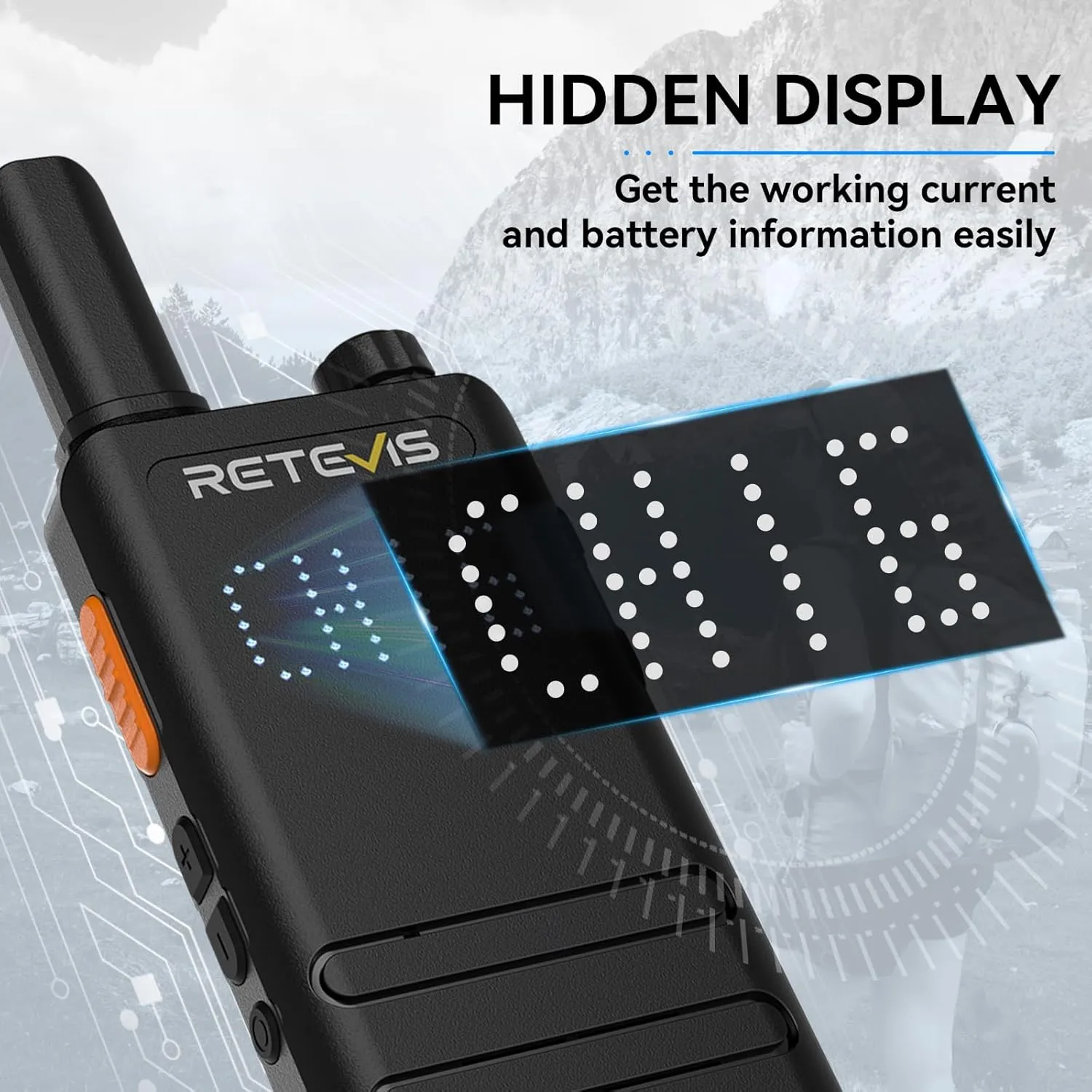 Retevis B3H Portable FRS Two-Way Radios,New Version of RT22(3.0),Rechargeable Walkie Talkies for Adults,Channel Display,Fashion Ultra-Thin, Handsfree 2 Way Radios for Camping Hiking Hunting(2 Pack)