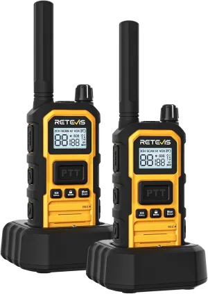 Retevis RB48 Plus Walkie Talkies Long Range, Waterproof Heavy Duty GMRS Two Way Radios, NOAA, USB-C Rechargeable, Vibration Alert, Emergency 2 Way Radios, for Off-Roading Hunting(2 Pack)
