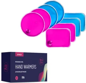 Reusable Heat Packs, Set of 8 - Gel Hand Warmer with Snap to Heat Metal Disc Technology for One Click Heating - Instant to Go Pocket Hand Warmer with Gift Packaging.