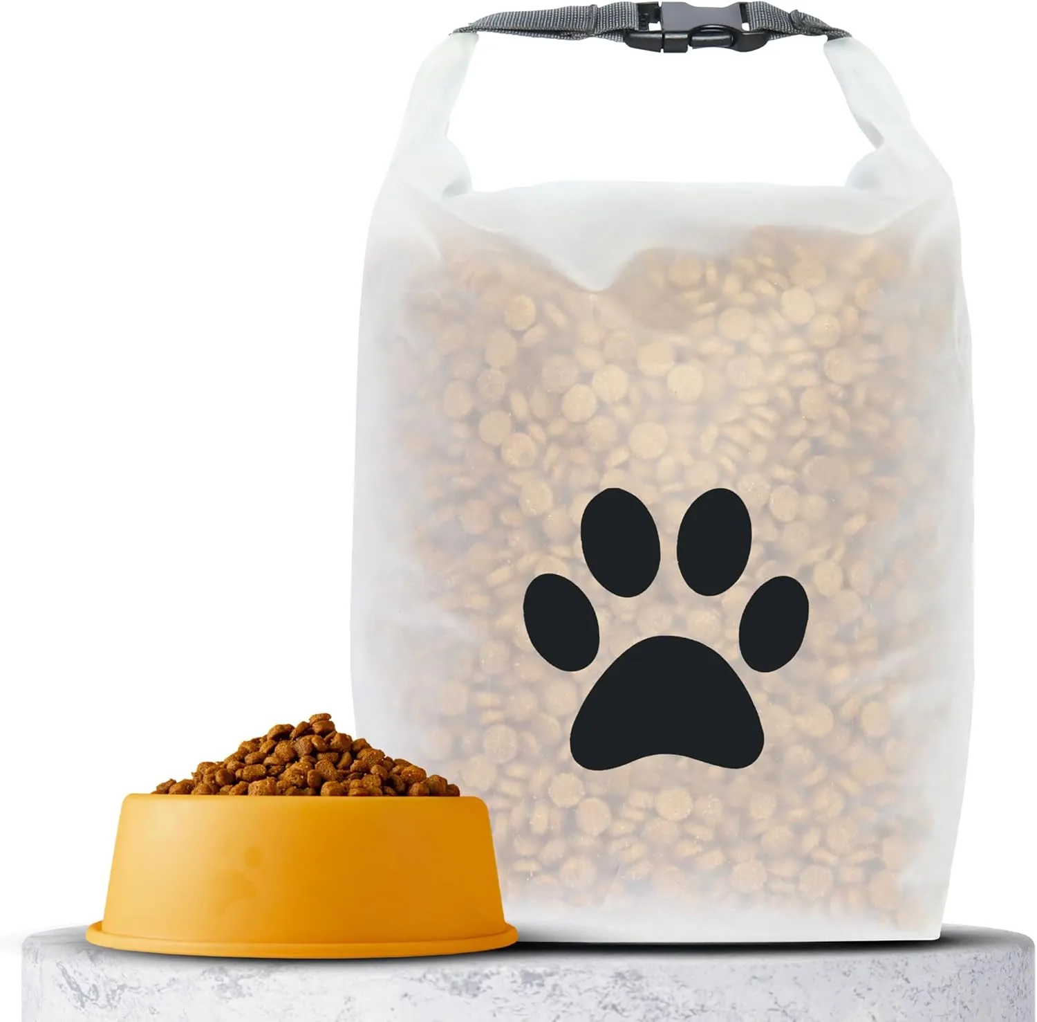 (re)zip Large Roll Top Pet Dry Food Storage Bag 40-Cup, BPA-Free, Food-Grade, Pet-Safe, Freshness Seal for Camping, Long Term Boarding, Travel & Daily Use, Machine Washable, Black