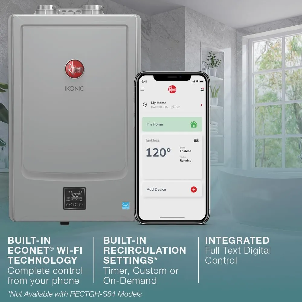 Rheem IKONIC RECTGH-S11iN Super High Efficiency Condensing Tankless Natural Gas Water Heater, 11.2 GPM