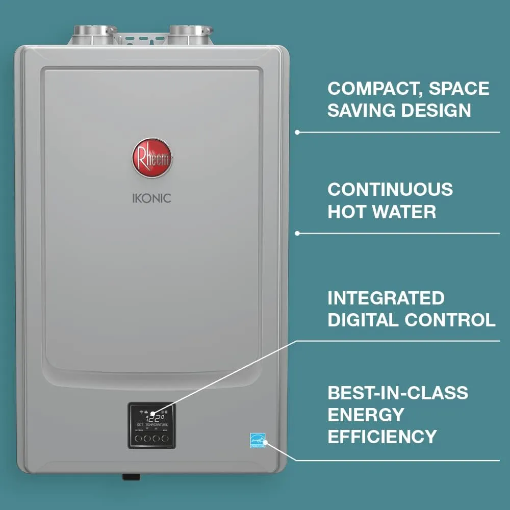 Rheem IKONIC RECTGH-S11iN Super High Efficiency Condensing Tankless Natural Gas Water Heater, 11.2 GPM
