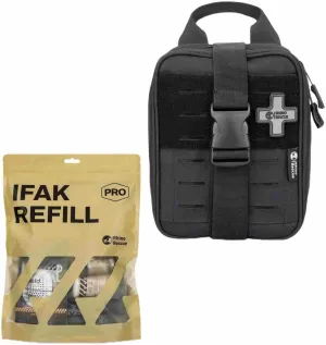 RHINO RESCUE bundle-17PCS Trauma Refill Kit Emergency Medical Supplies Combat IFAK Pack for Wound Care IFAK Trauma Kit with C-A-T Tourniquet, Tactical First Aid Kit Molle Pouch for Military