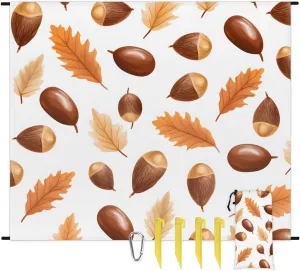 Ripe Hazelnut Beach Blanket, Sandproof Beach Mat, 68 x 59 Waterproof Quick Drying Sand Free Mat with 4 x Ground Spikes for Outdoor Travel Camping Hiking, Fall Food