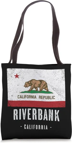 RIVERBANK - California | Cali City Souvenir - CA Flag Top Tote Bag