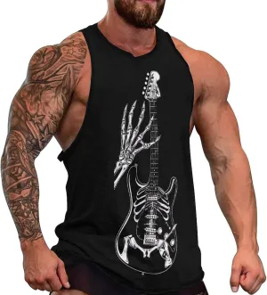Rock and Roll Punk Guitar Men's Workout Tank Top Quick Dry Gym Muscle Tee Bodybuilding Sleeveless T Shirt