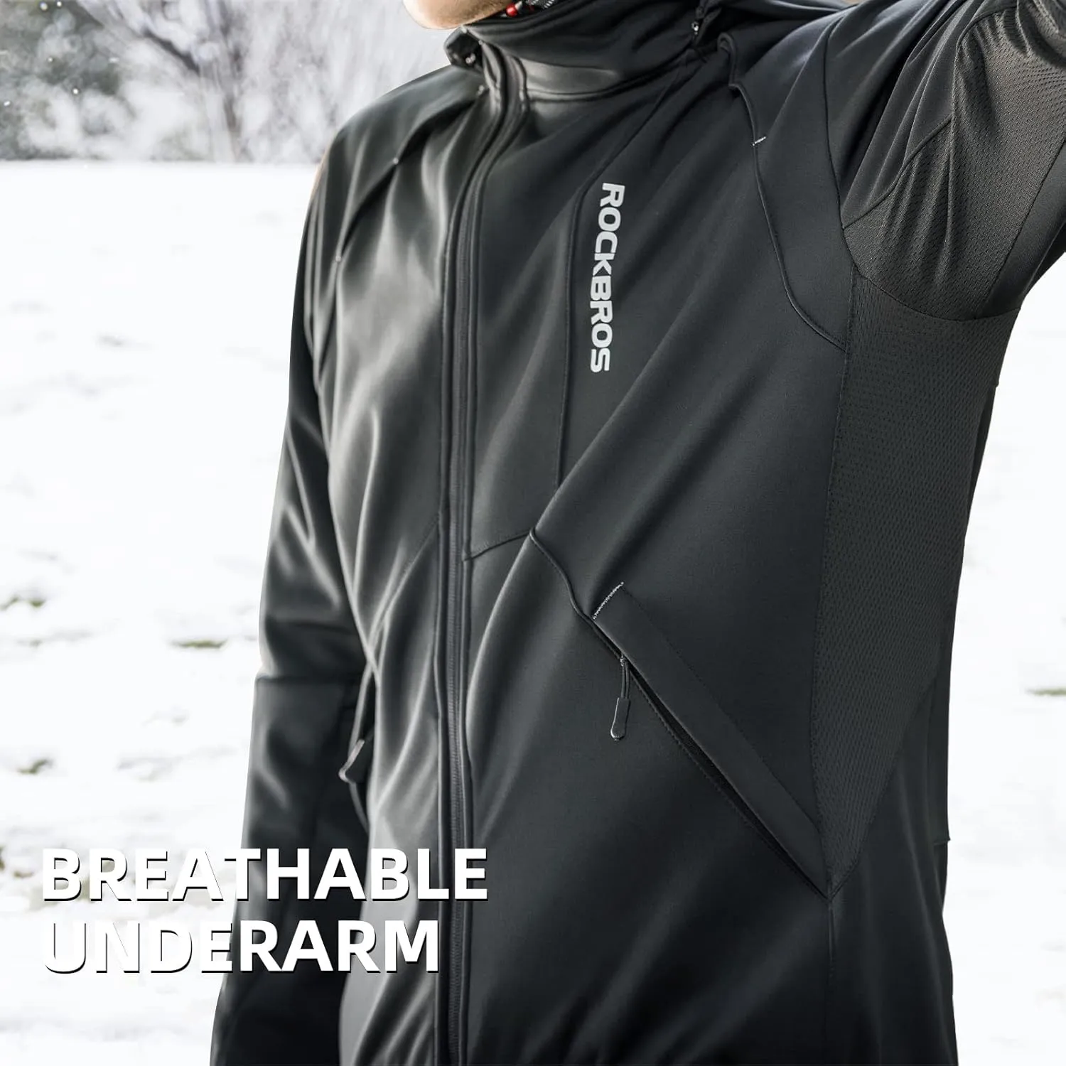 ROCKBROS Cycling Jackets for Men Winter Bike Jackets Thermal Windproof Jacket for Men Cold Weather Cycling Running Hiking