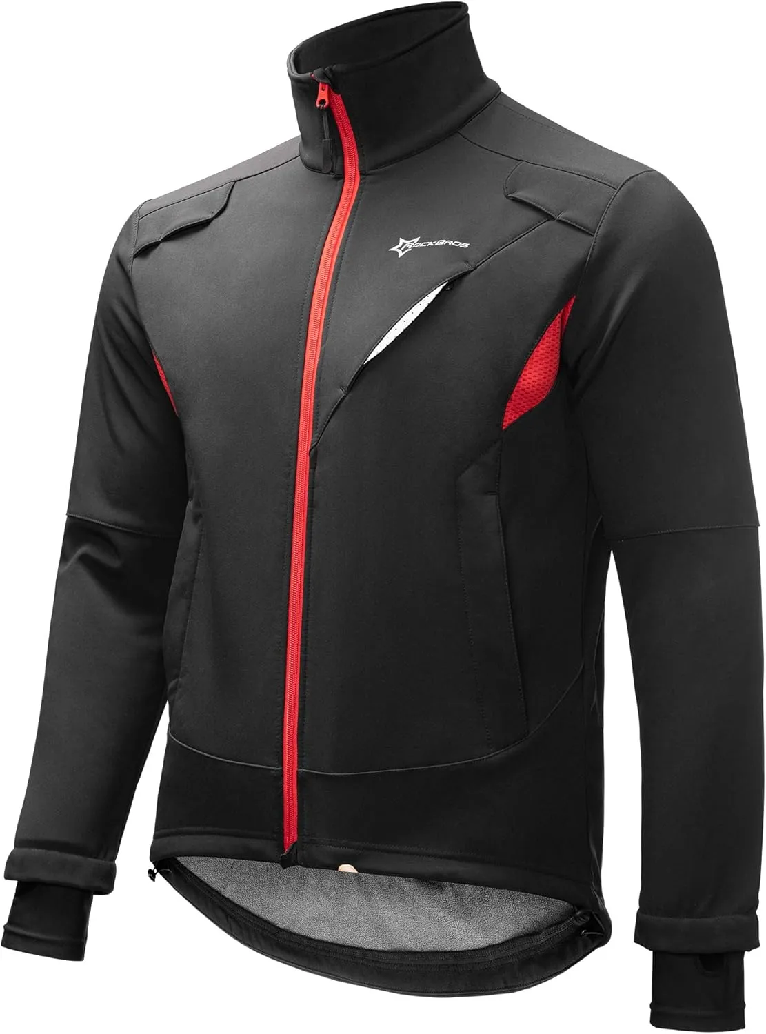 ROCKBROS Winter Cycling Jacket for Men Thermal Fleece Windproof Jacket Running Biking Hiking