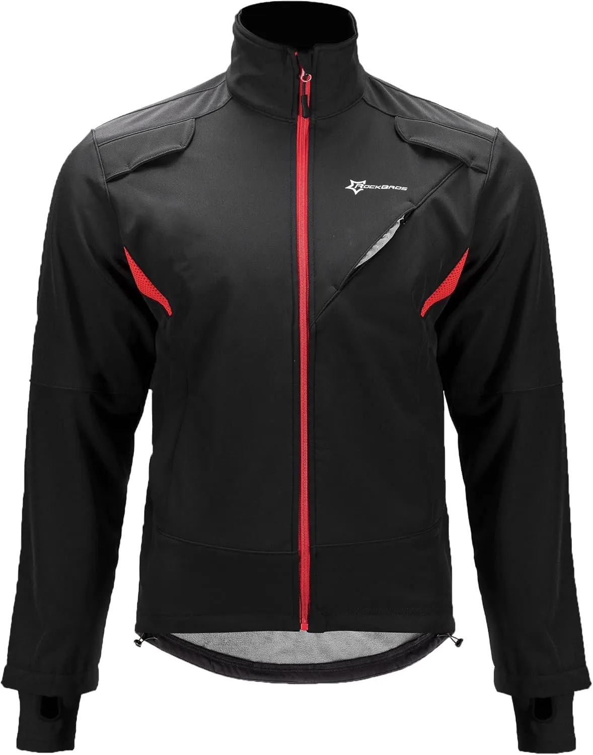 ROCKBROS Winter Cycling Jacket for Men Thermal Fleece Windproof Jacket Running Biking Hiking