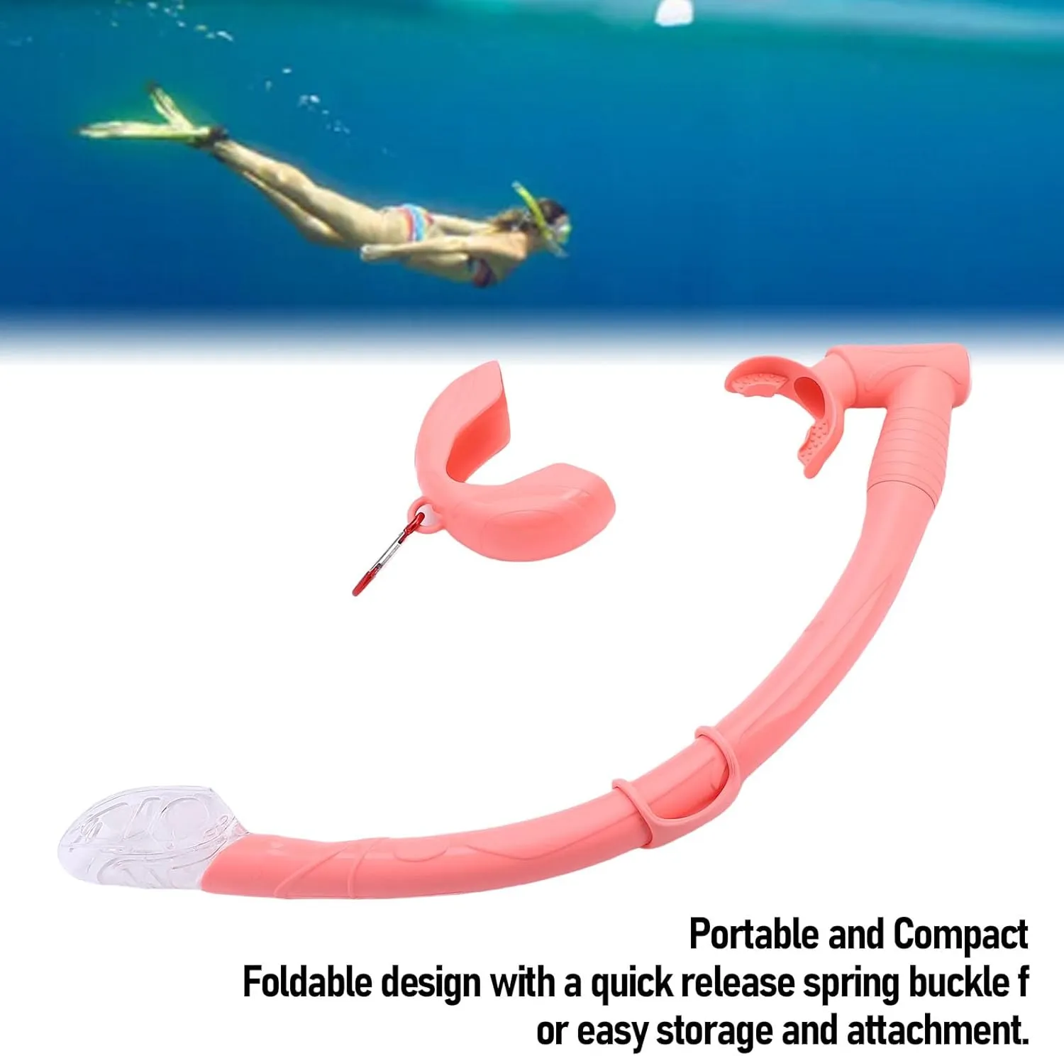Roll Up Snorkel, Flexible Silicone Freediving Snorkel Tube 2 in 1 Folding Scuba Snorkel with Dry Top Valve for Diving, Swimming, Travel Gear