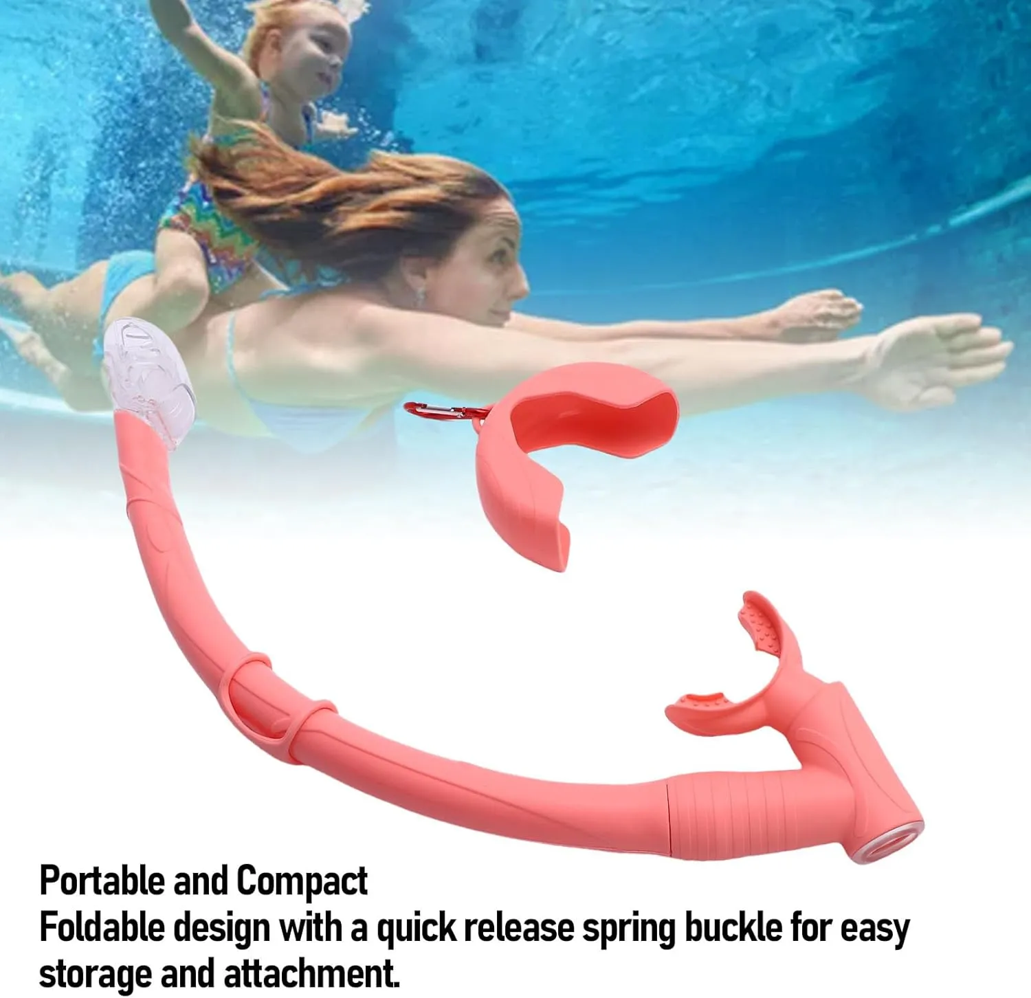 Roll Up Snorkel, Flexible Silicone Freediving Snorkel Tube 2 in 1 Folding Scuba Snorkel with Dry Top Valve for Diving, Swimming, Travel Gear