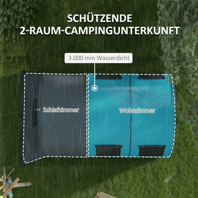 Rootz Camping Tent for Up to 6 People - Family Tent - Festival Tent - Maximum Comfort - Waterproof Protection - Convenient Lighting - 480L x 260W x 200H cm