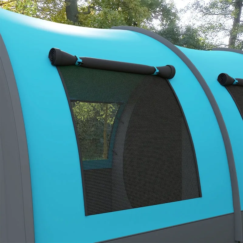 Rootz Camping Tent for Up to 6 People - Family Tent - Festival Tent - Maximum Comfort - Waterproof Protection - Convenient Lighting - 480L x 260W x 200H cm