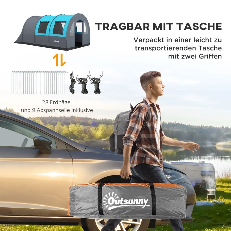 Rootz Camping Tent for Up to 6 People - Family Tent - Festival Tent - Maximum Comfort - Waterproof Protection - Convenient Lighting - 480L x 260W x 200H cm