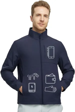 Rouen Mens Golf Raincoat Jacket Zipper Pockets Lightweight Softshell Hooded Water-resistant Spring Fall Outdoor Windbreaker
