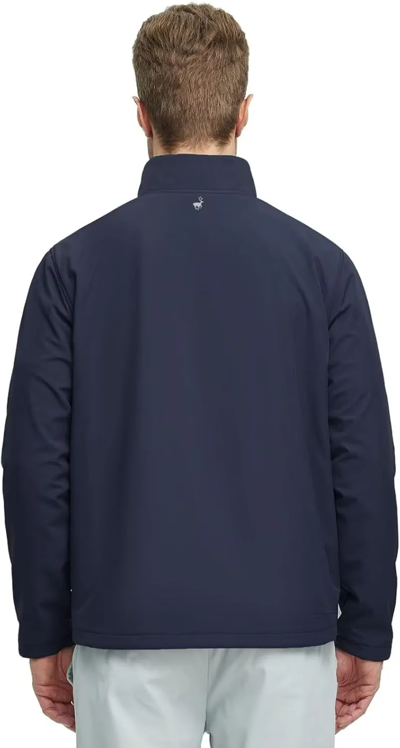 Rouen Mens Golf Raincoat Jacket Zipper Pockets Lightweight Softshell Hooded Water-resistant Spring Fall Outdoor Windbreaker