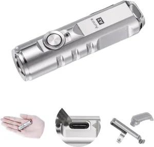 RovyVon A2 G4 USB-C LED Keychain Flashlight, 650 High Lumen Super Bright with EDC Pocket-Sized,Momentary On,Lock Mode,Type-C Rechargeable,Stainless Steel, Gift for Camping Emergency