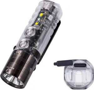 RovyVon A26 EDC Flashlight, USB C Rechargeable 600 Lumens Super Bright Handheld Flashlight, Compact Pocket Flashlight with Versatile Sidelights for Outdoors, Everyday Carry (White/ 365nm/ White)