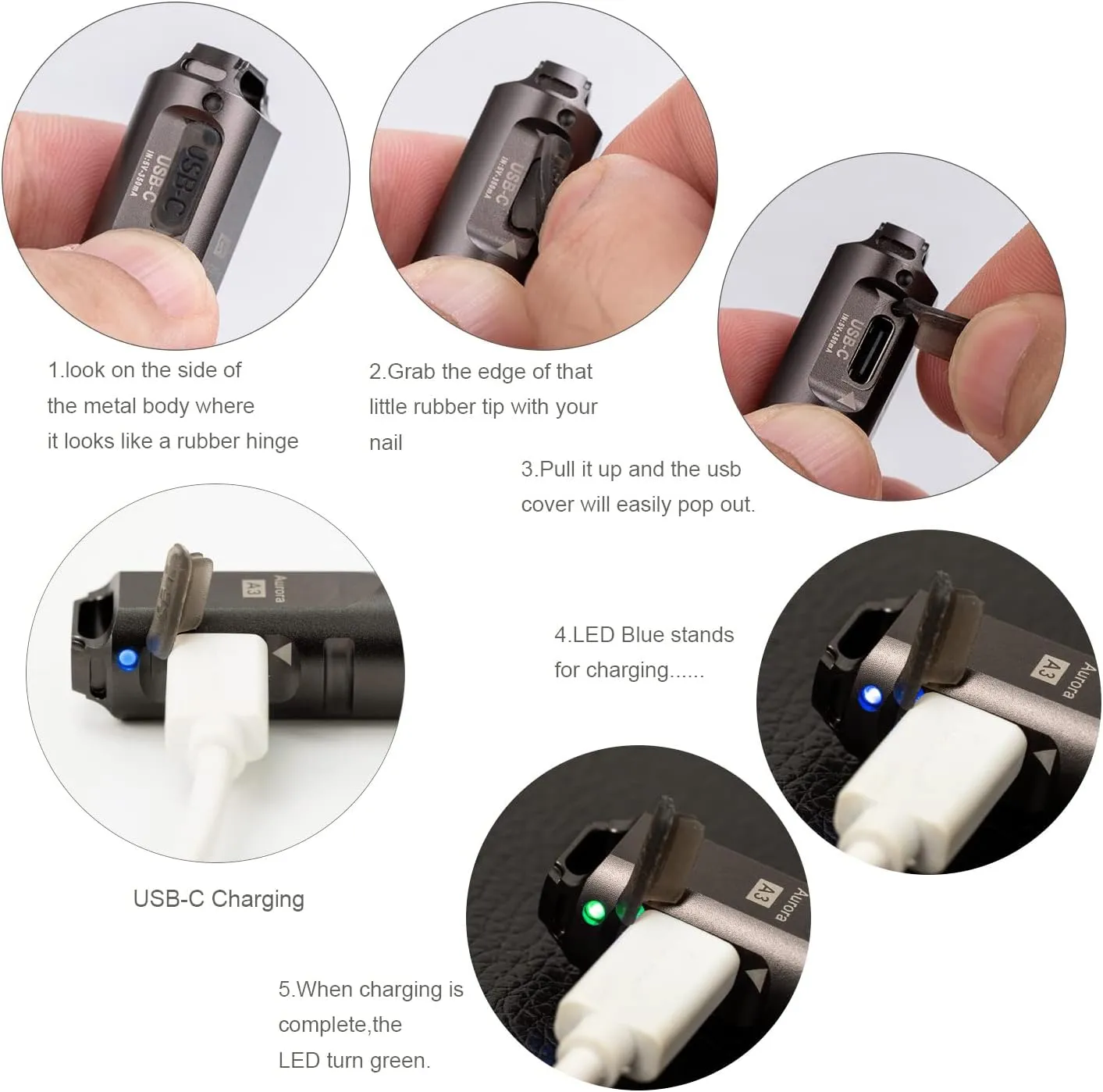 RovyVon A3 Gen 4 Keychain Flashlight- Super Bright 650 Lumens, USB C Rechargeable EDC Flashlight Water-Resistant, Lightweight- Ideal for Everyday Carry, Camping, Hiking, Emergency (Gun Grey)