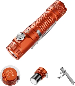 RovyVon AA145 Small Rechargeable EDC Flashlight 800 Lumen Bright Little Light, USB-C & AA Battery Included, Magnetic Tail Cap, Two Way Clip Led Pocket Size Flashlight for Camping,Hiking Emergencies.