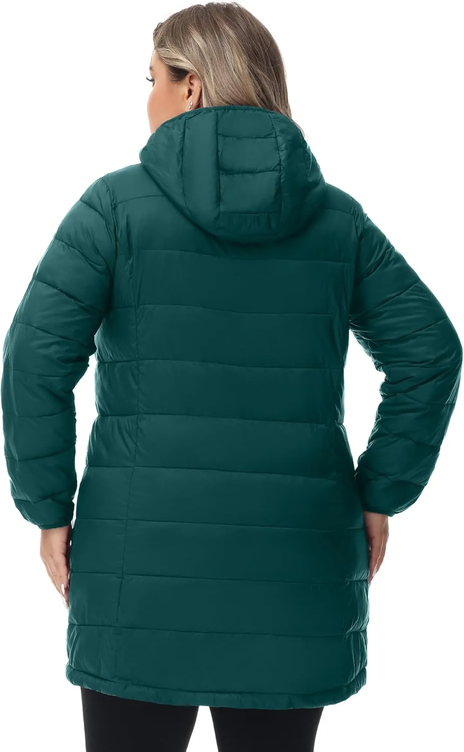 ROYAL MATRIX Women's Plus Size Puffer Jacket Packable Lightweight Hooded Quilted Spring Fall Long Puffer Coat