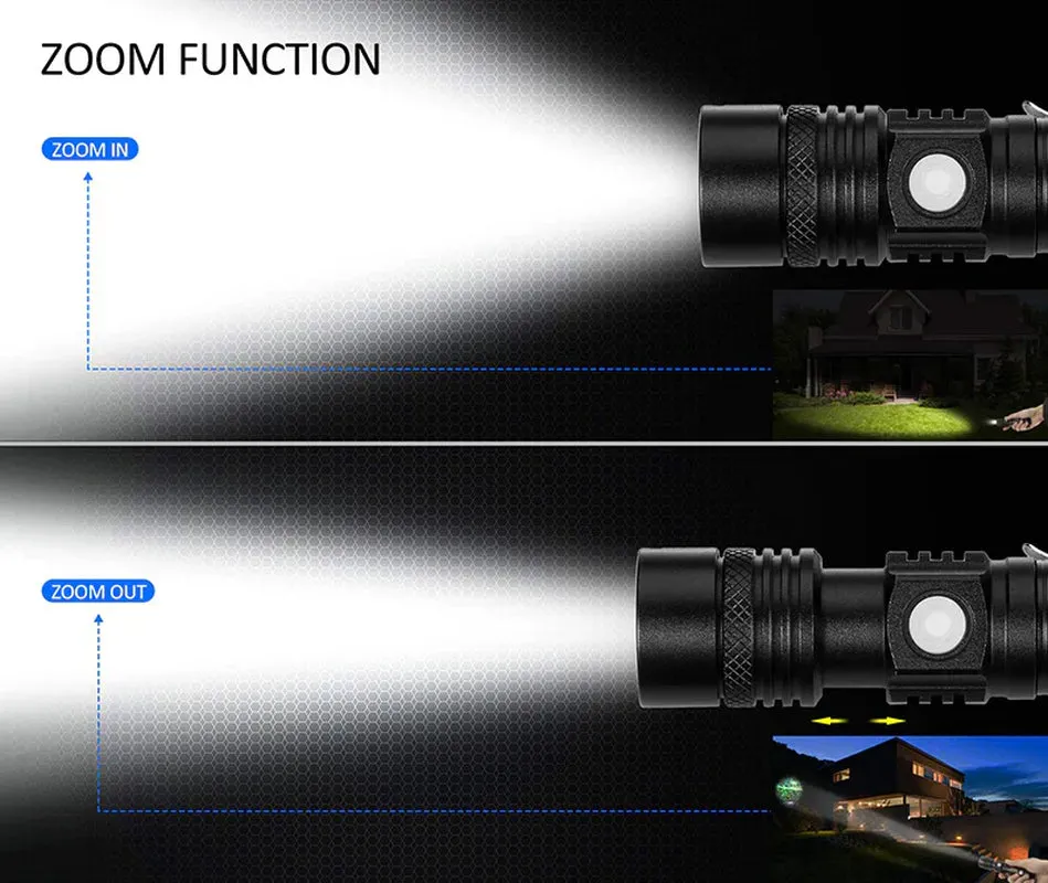 Royaleva Super Blight 90000LM Torch - USB Rechargeable LED Flashlight