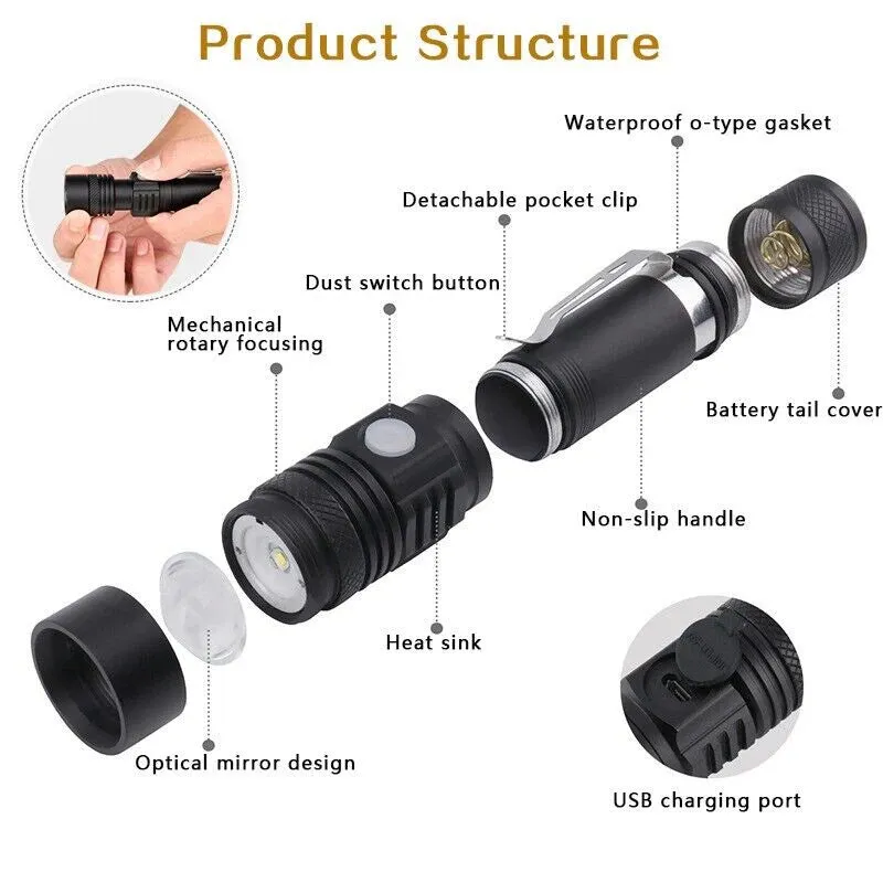 Royaleva Super Blight 90000LM Torch - USB Rechargeable LED Flashlight