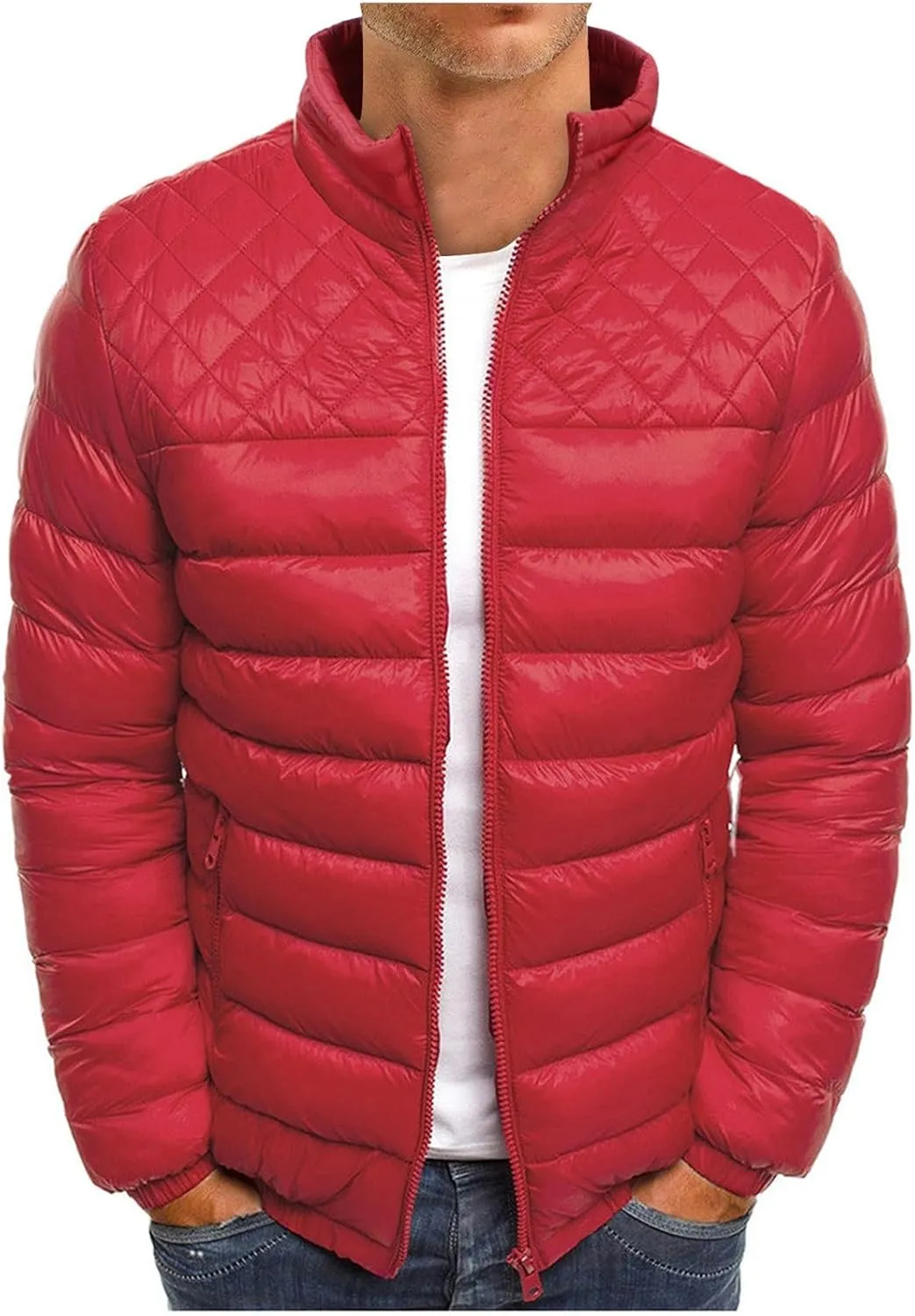 RTRDE Men's Winter Jackets Casual Windproof Down Jackets Zip Up Windbreaker Warm Padded Coats Jackets, M-2XL