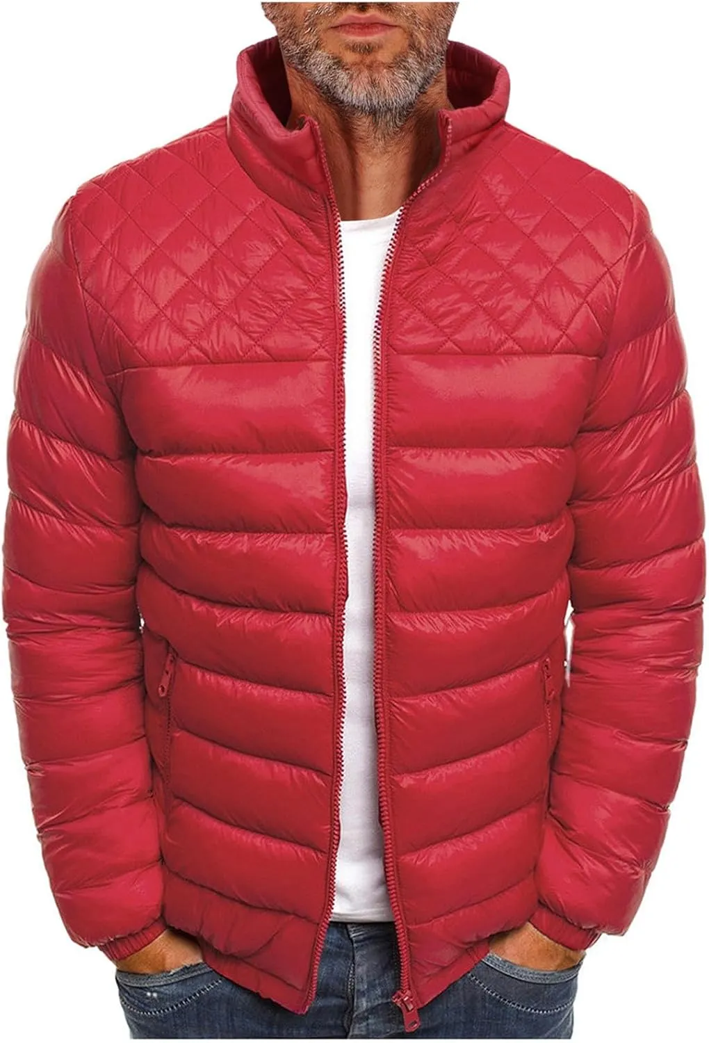RTRDE Men's Winter Jackets Casual Windproof Down Jackets Zip Up Windbreaker Warm Padded Coats Jackets, M-2XL