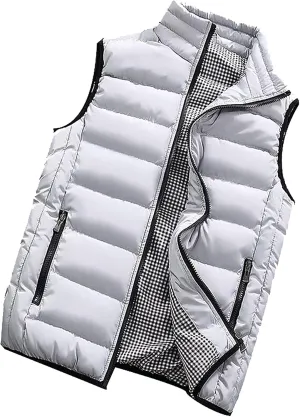 RTRDE Men's Winter Vest Outdoor Casual Stand Collar Padded Vest Coats Puffer Packable, M-5XL