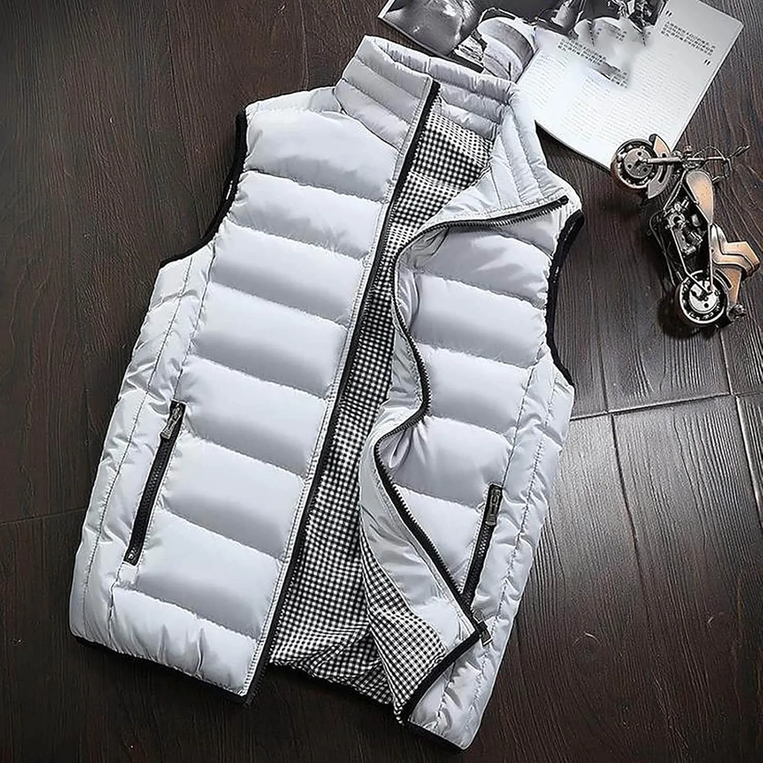 RTRDE Men's Winter Vest Outdoor Casual Stand Collar Padded Vest Coats Puffer Packable, M-5XL