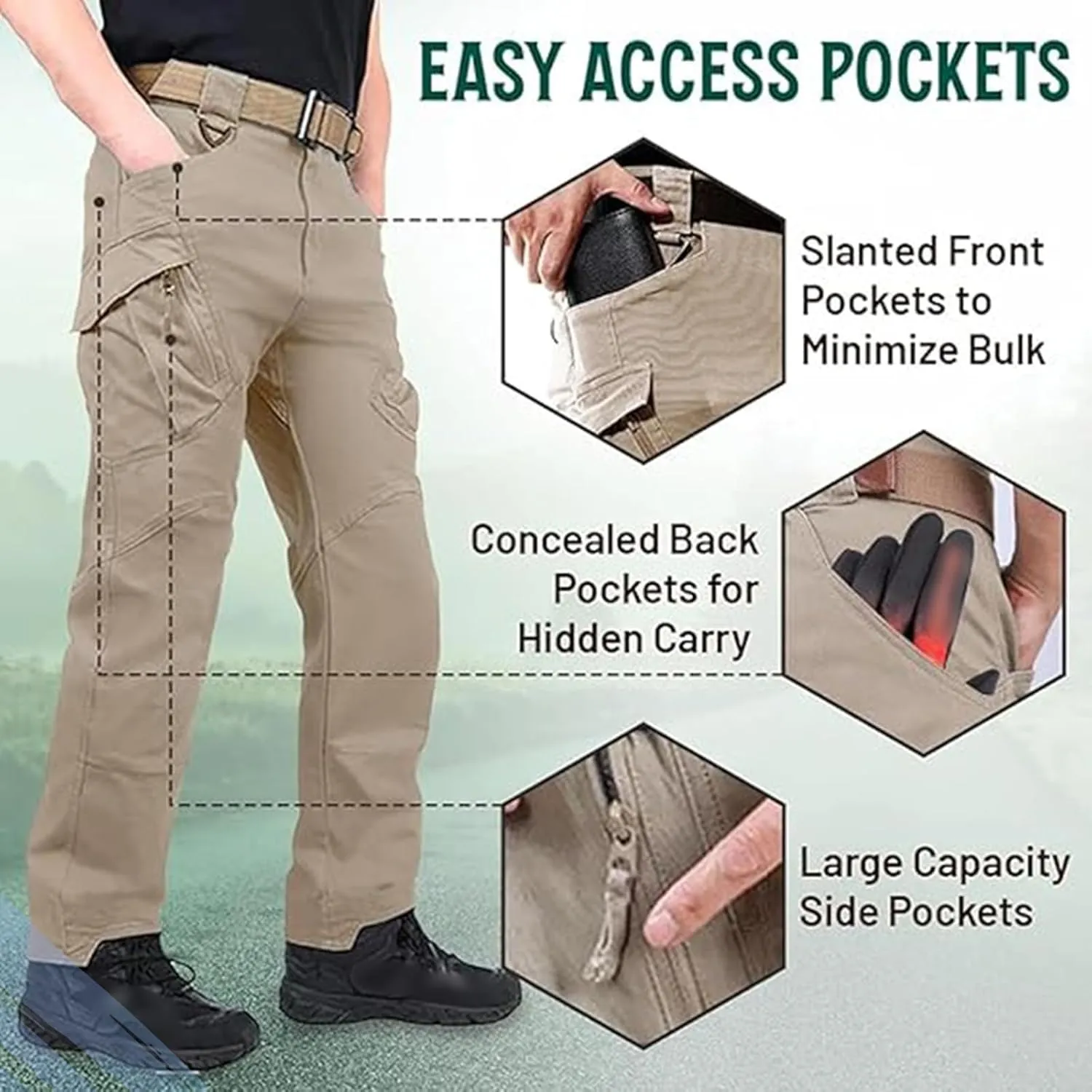Rugstor Flexcamo - Tactical Waterproof Pants, Flexcamo Pants for Men,Lightweight Waterproof Quick Dry Tactical Pant