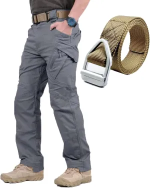 Rugstor Flexcamo - Tactical Waterproof Pants, Lightweight Waterproof Quick Dry Tactical Pants with Belt