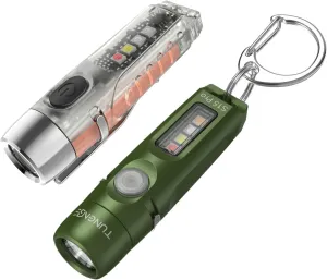 S12PLUS 610 Lumen Keychain Flashlight Rechargeable and S15Pro 750 Lumen Keychain Flashlight COB Light with 365nmUV-11 Lighting Tail Magnet