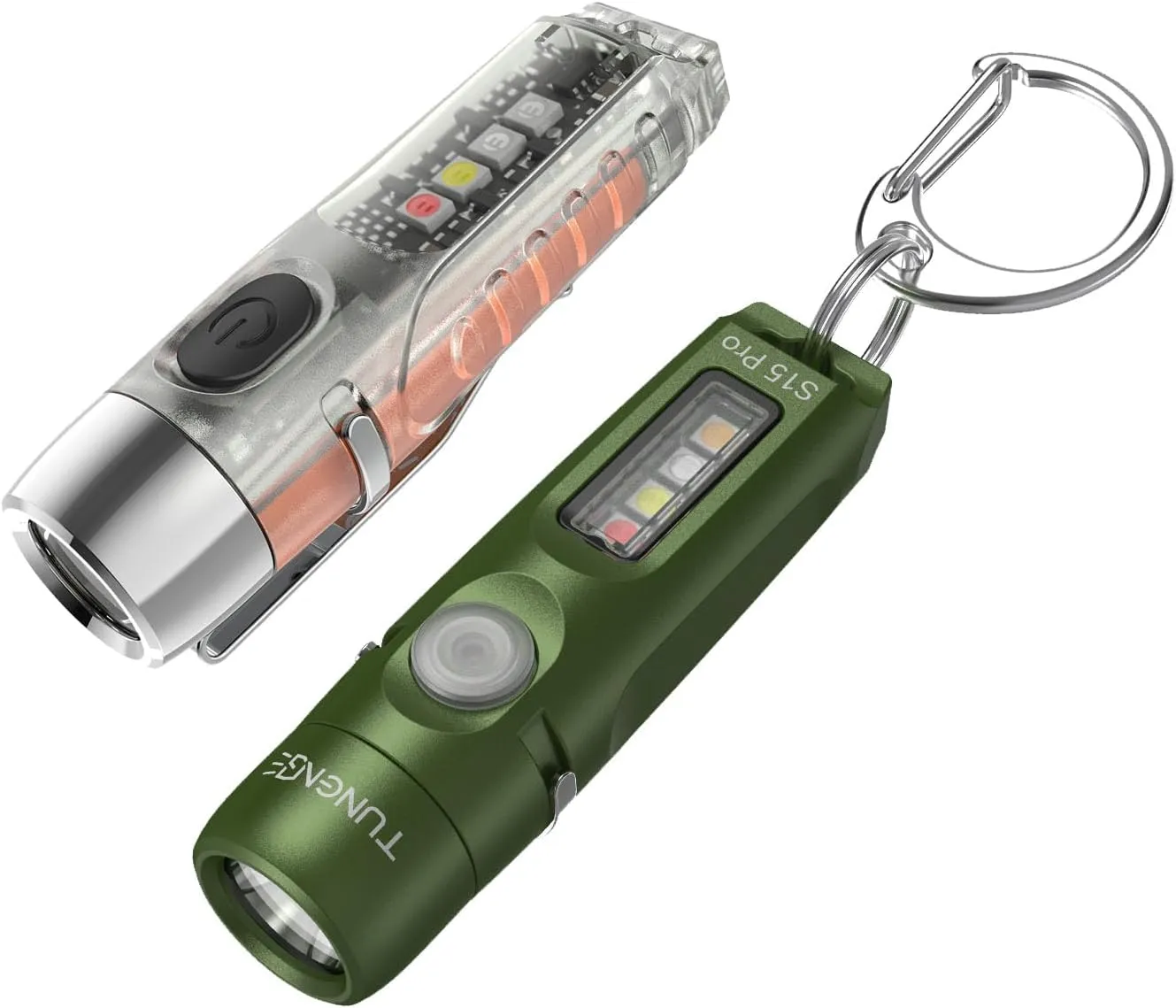 S12PLUS 610 Lumen Keychain Flashlight Rechargeable and S15Pro 750 Lumen Keychain Flashlight COB Light with 365nmUV-11 Lighting Tail Magnet